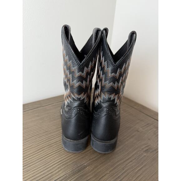 Ariat Kids Tycoon Western Black Boots Cowboy Black Aztec Stitching Kids Size 1 - Picture 6 of 10